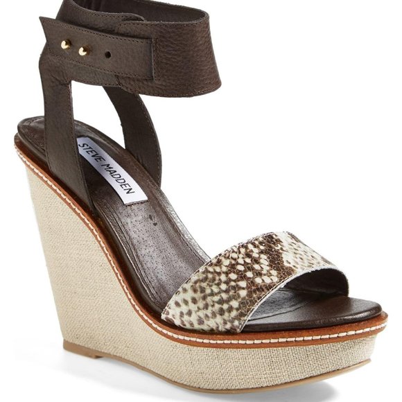 NWOT Steve Madden Bevrlie Snake Print Wedges 8 - Picture 2 of 8